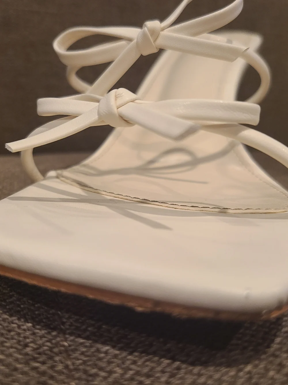 Lulu's White Strappy Bow Square-Toe Heeled Sandals